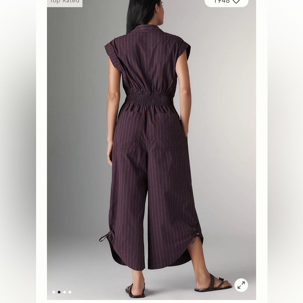 Anthropologie stripped shirted Parachute jumpsuit size MT Used - Picture 2 of 16